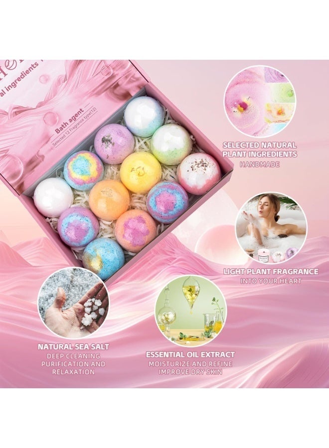 Arabest 12pcs Natural Handmade Bath Bombs Salt Balls Gift Set, with Sea Salt & Shea Butter, Moisturizing Dry Skin, Stress Relief, Bubble Bath, Perfect Care Relaxing Spa Gifts for Women, Men & Kids - Image 3